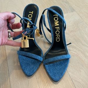 Brand new never worn Tom Ford Denim Gold Padlock Sandals 39.5